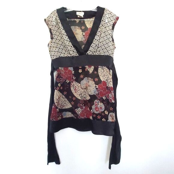 Speechless Sleeveless Y2K V-Neck Blouse Sz. Large Red Black Satin Chiffon - Picture 1 of 8